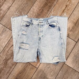PacSun | High Rise Straight Distressed Light Wash Jeans